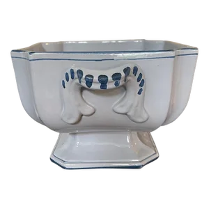 Vintage Blue Italian Cantagalli Pottery Compote Bowl