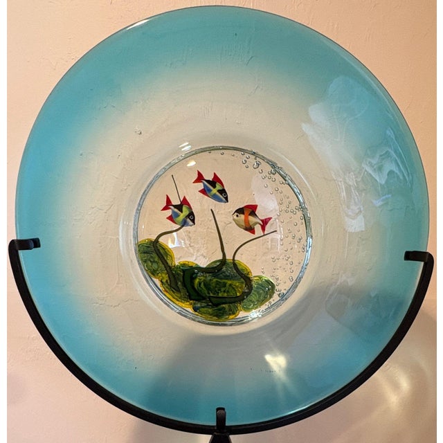 Vintage Murano Glass Disc Aquarium on Stand For Sale - Image 9 of 11