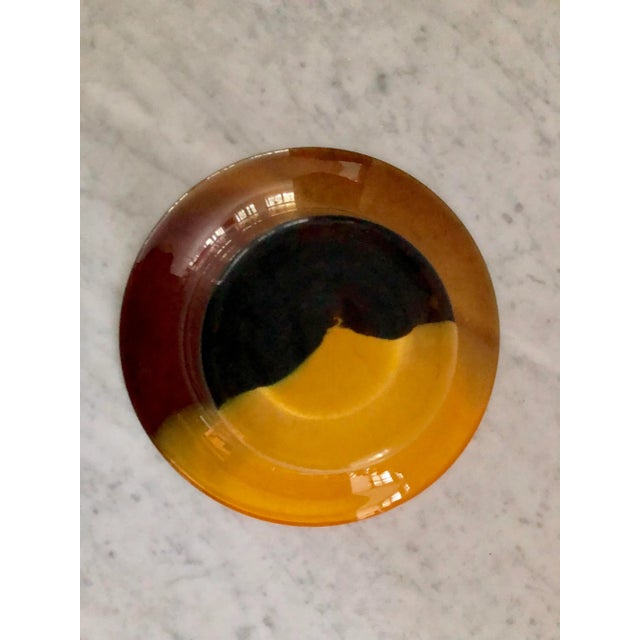 Mid-Century Modern Contemporary Burnt Orange & Brown Blown Art Glass Bowl For Sale - Image 3 of 6