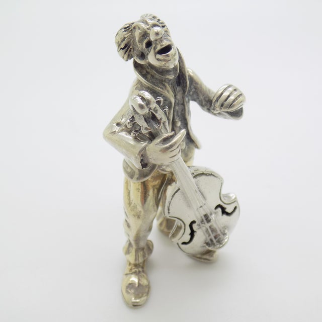 Vintage Italian Silver 800 Clown with Contrabass Figurine by Angini, Arezzo, 1970s For Sale - Image 11 of 11