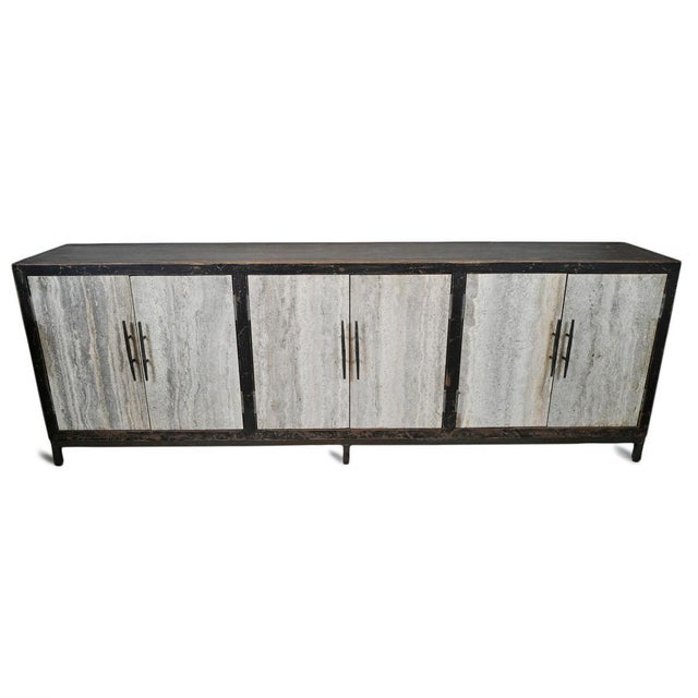 2020s Grey Marble Modern Rustic Sideboard For Sale - Image 5 of 10