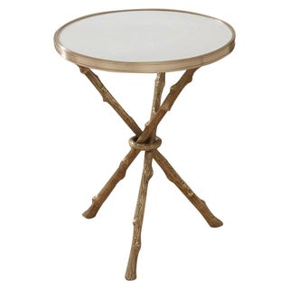 Twig Table-Brass & White Marble For Sale