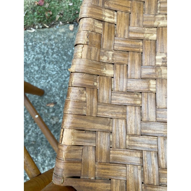 Antique Primitive Shaker Style High Slat Back Side Chairs With Flat Reed Splint Woven Seats - Set of 4 For Sale - Image 9 of 10