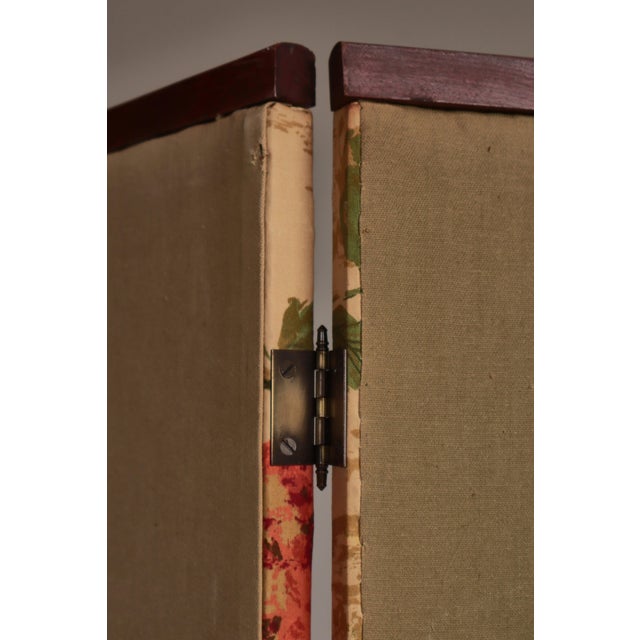 Vintage Scandinavian Chinoiserie Wood and Printed Fabric Room Divider For Sale - Image 16 of 18