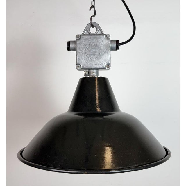 1960s Industrial Black Enamel Pendant Lamp from Elektrosvit, 1960s For Sale - Image 5 of 18