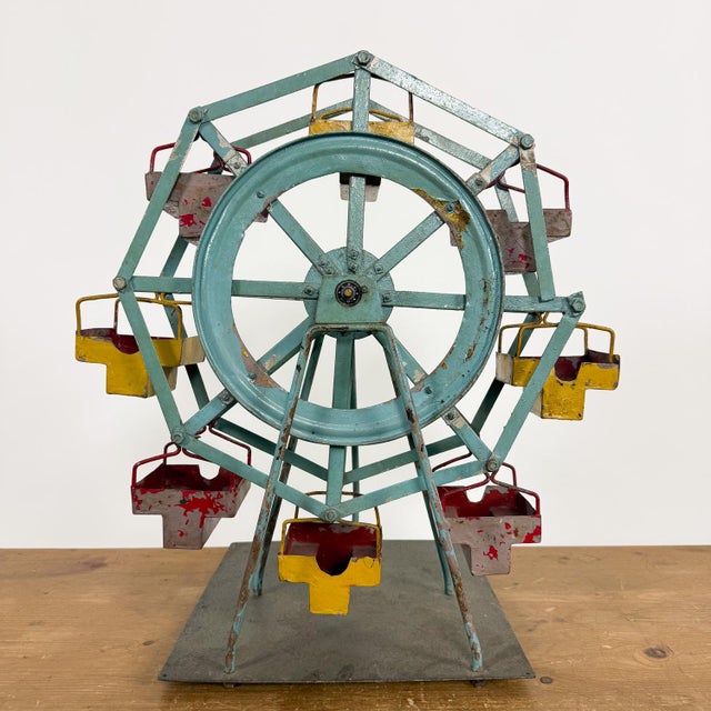 Vintage Metal Ferris Wheel Fairground Model, 1930s For Sale - Image 4 of 9