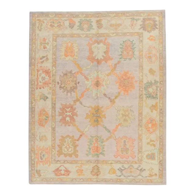 Modern Turkish Oushak Rug 5'5" x 6'10" For Sale