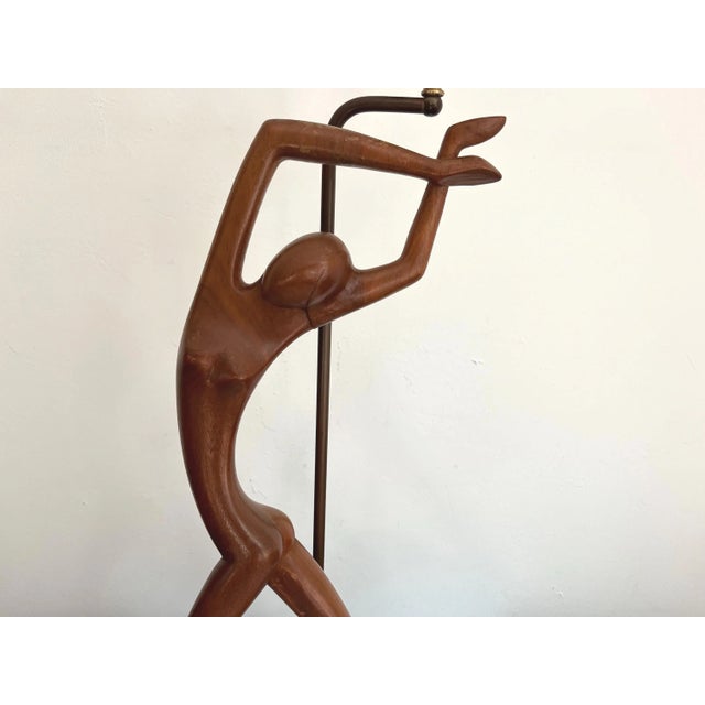 Mid Century Figural Teak Lamp For Sale - Image 10 of 18