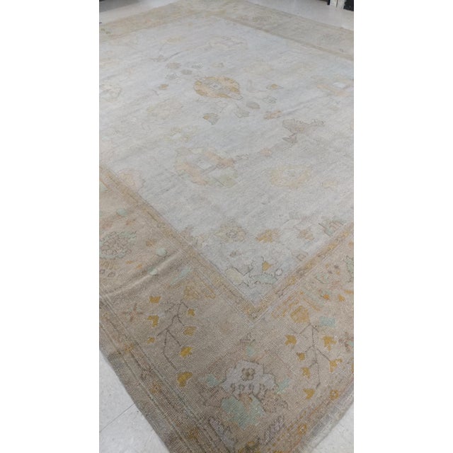 Antique Oushak Carpet, Handmade Turkish Oriental Rug, Beige, Taupe, Soft Yellow For Sale - Image 4 of 12