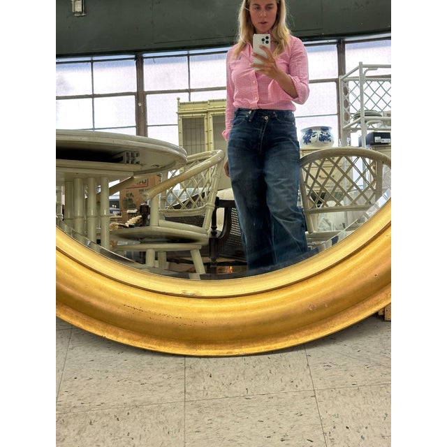Large Round Hollywood Regency Mid 20th Century 60” Gilded Mirror For Sale - Image 11 of 11