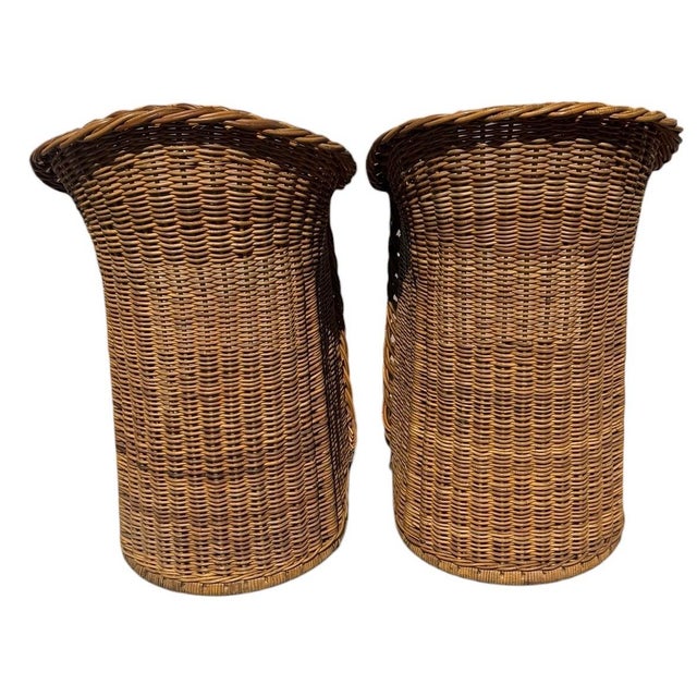 Pair Vintage Braided Rattan Counter Height Bar Stools For Sale In Phoenix - Image 6 of 9