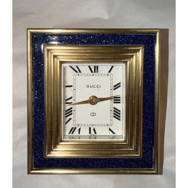 Gucci 1960s Gucci Lapis Lazuli Desk Clock With Alarm For Sale - Image 4 of 10