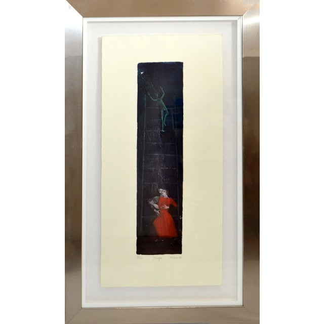 Signed Titled Tango Chrome Framed French Artist Signed Lithography Etching 1999 For Sale - Image 13 of 13