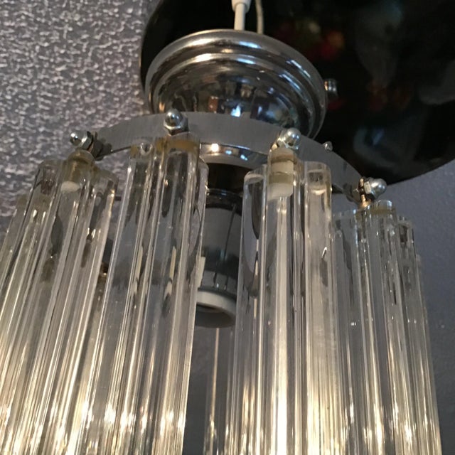 Metal Vintage 1970s Sculpture 3-Light Murano Glass Cluster Cylinder Pendant, Italy For Sale - Image 7 of 13