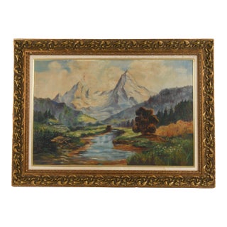 Framed Signed Charles Reiffel "Alpine Serenade" Oil on Wood For Sale