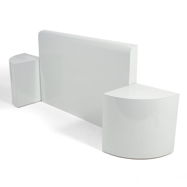 Gray Mica Queen Headboard & Nightstands For Sale - Image 4 of 8