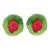 Oversized Green and Red Rock Lucite Pair of Clip Earrings For Sale