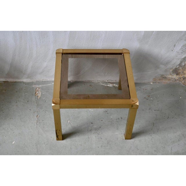 Hollywood Regency Style Nesting Tables or Flying Tables in Gold Metal and Smoked Glass, 1970s, Set of 3 For Sale - Image 14 of 18