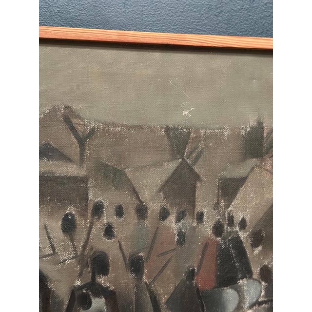 Sigfrid S, Landscape with Figures, 1960, Oil Painting on Canvas, Framed For Sale - Image 8 of 16