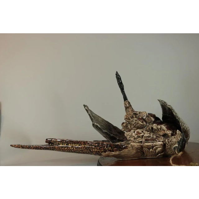 Ceramic Late 19th Century Large Hugo Lonitz Majolica Pheasant Wall Plaque For Sale - Image 7 of 13