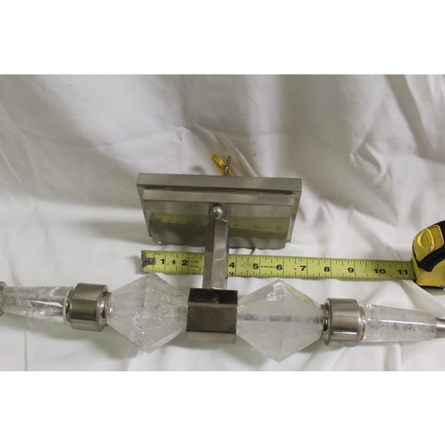 1990s Modern Rock Crystal Sconces Pair For Sale - Image 10 of 11