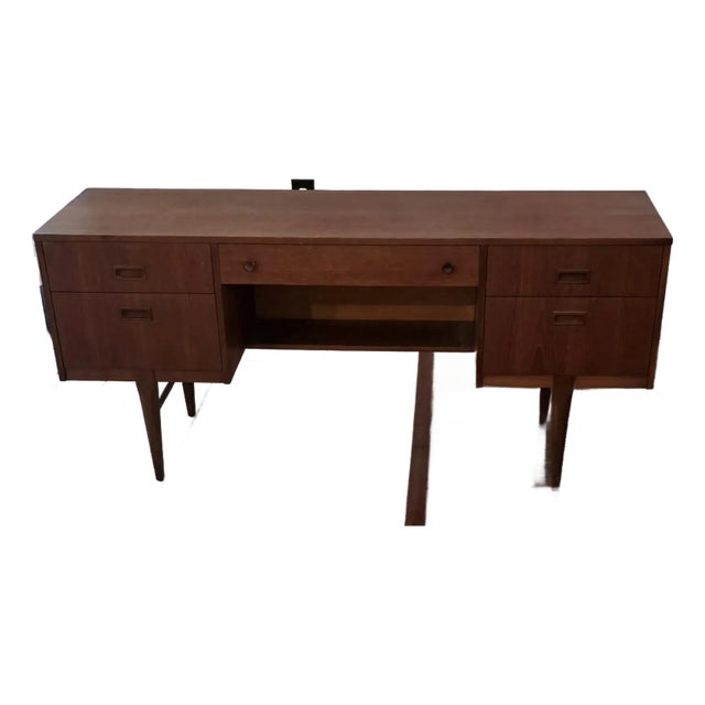 Vintage 1960s Nathan Quality Mid-Century Modern Teak Desk For Sale