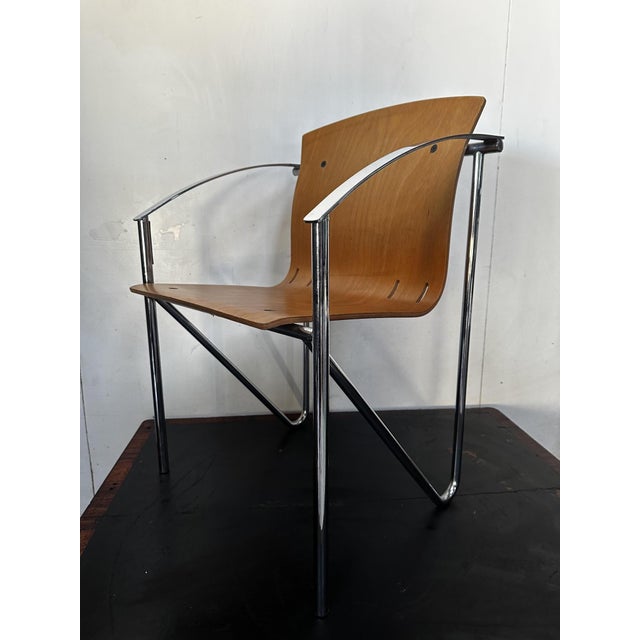 1990s Vintage Chrome and Beech Dining Chair in Bentwood, 1990s For Sale - Image 5 of 17