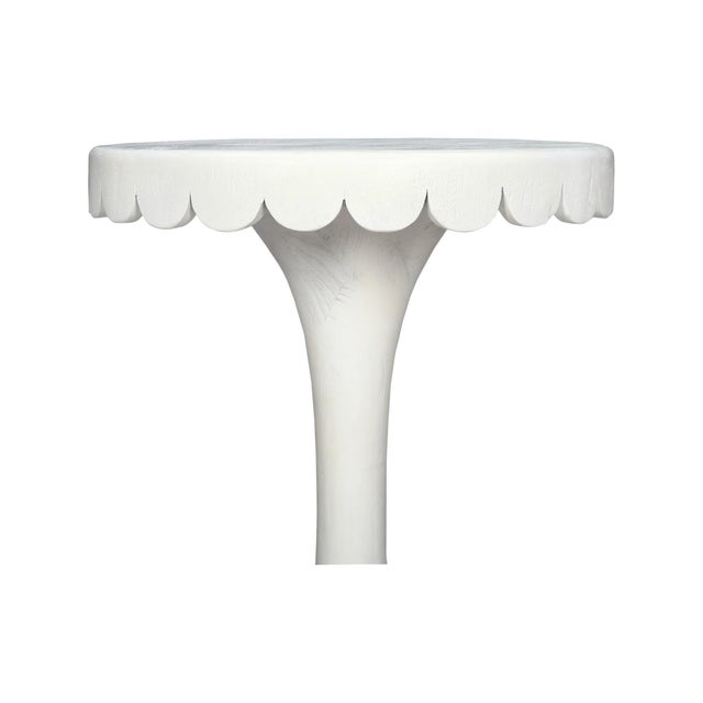 Scalloped White Round Drinks Table For Sale In Chicago - Image 6 of 8