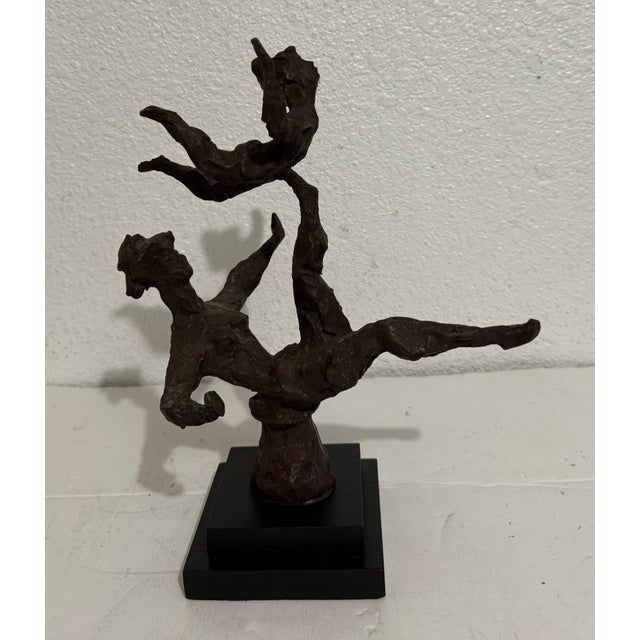 Chaim Gross Chaim Gross, Chaim Gross Mid Century Mod Bronze Sculpture Balancing WPA Artist Mom and Child, 1969 For Sale - Image 4 of 17