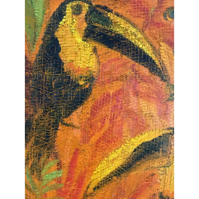 Vibrant painting of toucans by the inimitable Hunt Slonem. Made in the 2000s.