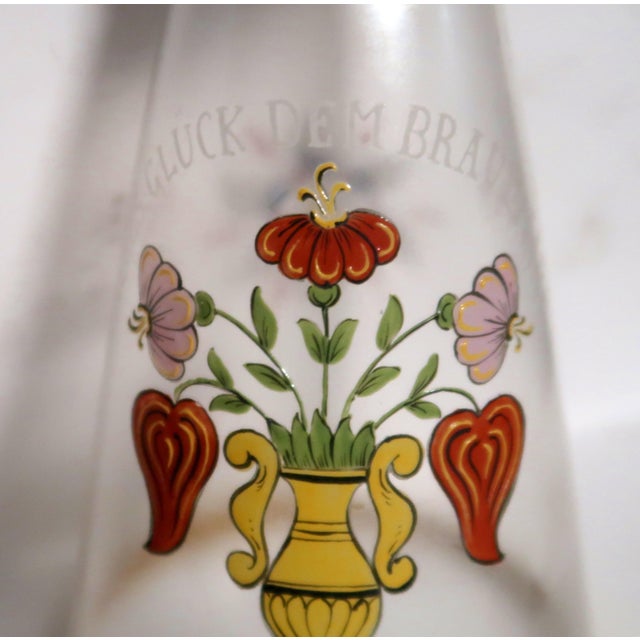 Transparent 19th Century German Blown Glass Wedding Cup - Exquisite Flowers in an Urn, and Loving Wish! Attributed to Fritz Heckert (German 1837 - 1887). For Sale - Image 8 of 16