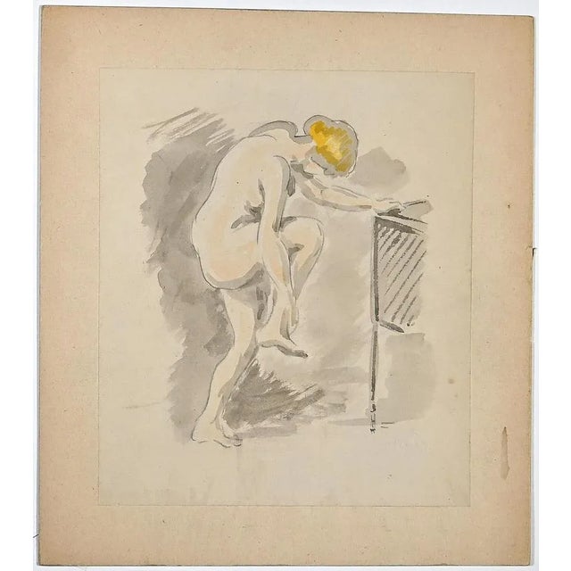 Gaspard Maillol, Nude of Woman, Ink & Watercolor Drawing, Early 20th Century For Sale - Image 4 of 4