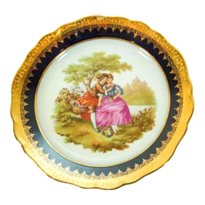 Limoges France Fine Porcelain Plate Hand Painted With Fragonard Romantic Scene