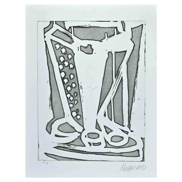 Sante Monachesi, Hourglass, Original Etching, 1970s For Sale