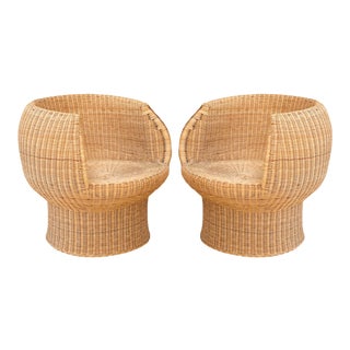 1960s Eero Aarnio Rattan Wicker Pod Chairs – a Pair For Sale