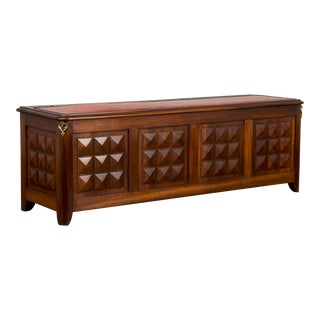 1970s French Brutalist Style Storage Maple Bench For Sale