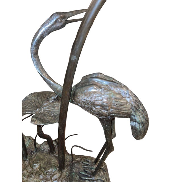 Bronze LaBarge Bronze Crane & Lily Pad Glass Top Console Table. u.s.a Late 20th Century For Sale - Image 8 of 10