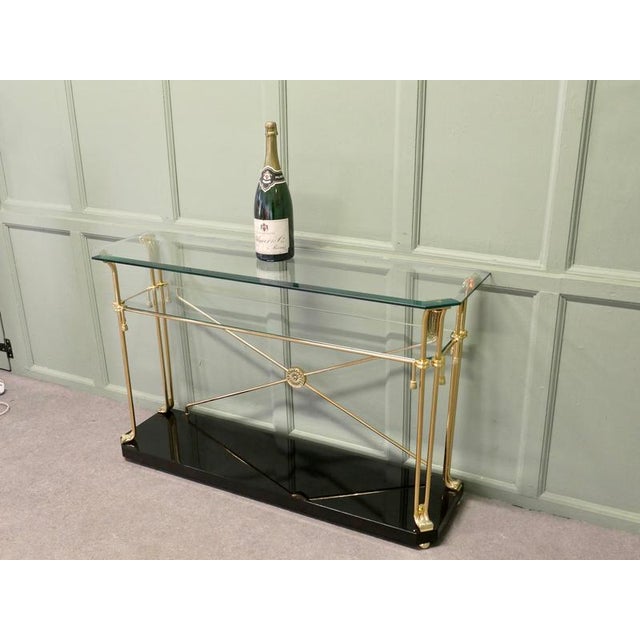 Brass and Glass Console Table, 1960 For Sale - Image 4 of 8