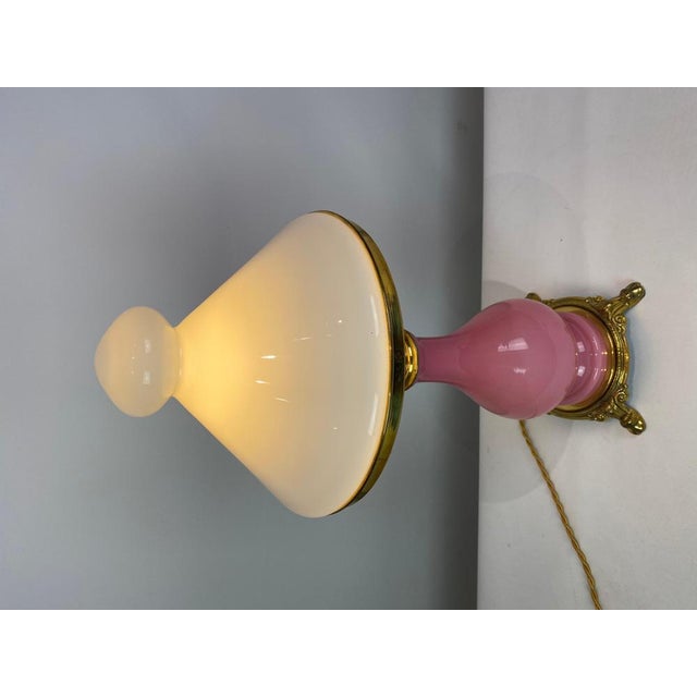 Table Lamp in Pink Opaline Glass, 1930s For Sale - Image 3 of 9