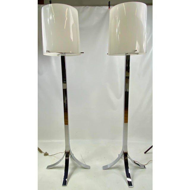 Mid-Century Modern Stainless Chrome Floor Lamps - a Pair For Sale - Image 10 of 10
