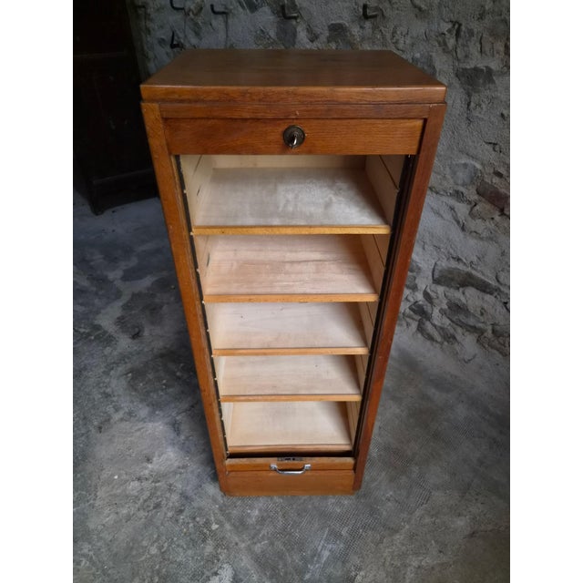 Vintage Oak Roll Top Cabinet, France, 1960s For Sale - Image 3 of 18