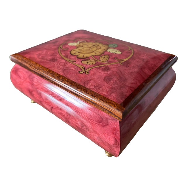 Late 20th Century Reuge 6257 Violet Stained Wooden Music and Jewelry Box For Sale