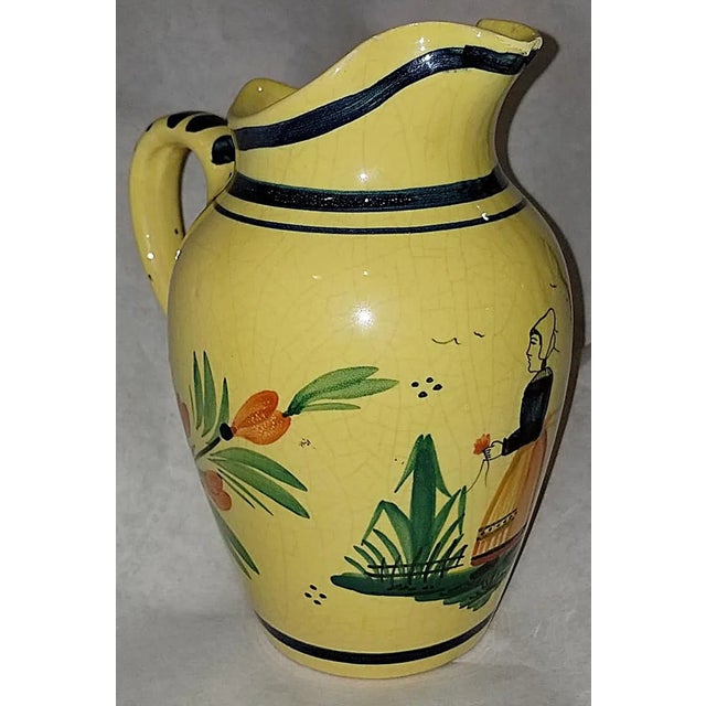 Ceramic Quimper Soleil French Faience Wine Water Pitcher For Sale - Image 7 of 7
