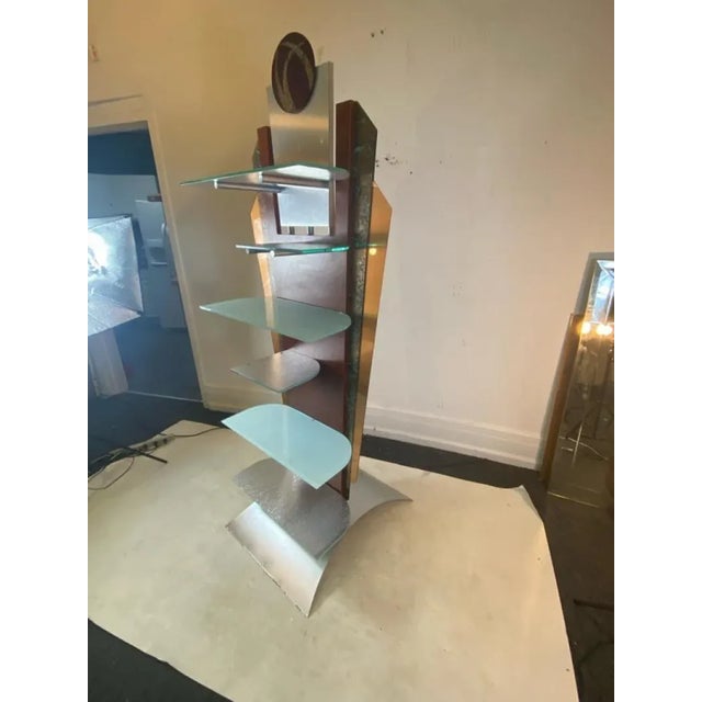 1980s 1980s Post Modern Metal, Laminate & Lucite Display Shelves - A Pair For Sale - Image 5 of 11