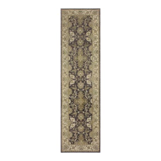 Boho Chic 1990's Ziegler Charcoal/Brown Wool Runner Rug- 2'7'' X 10'3'' For Sale