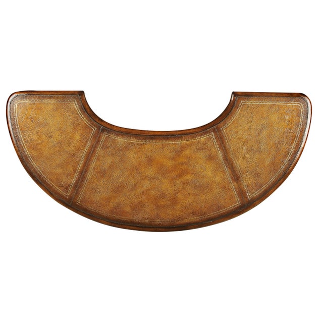 Traditional Brava Faux Leather Demilune Desk, Medium Brown For Sale - Image 3 of 7
