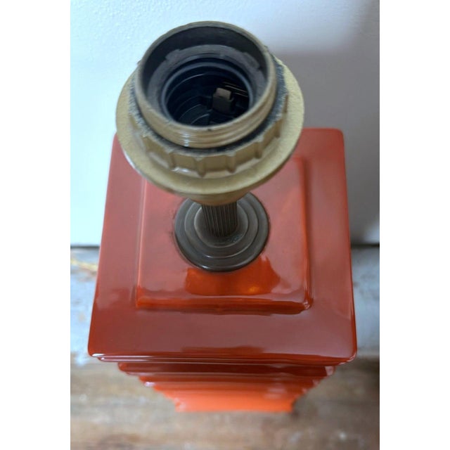 Pair of 1970s Artisan Italian Red Glazed Ceramic Lamps For Sale - Image 9 of 12