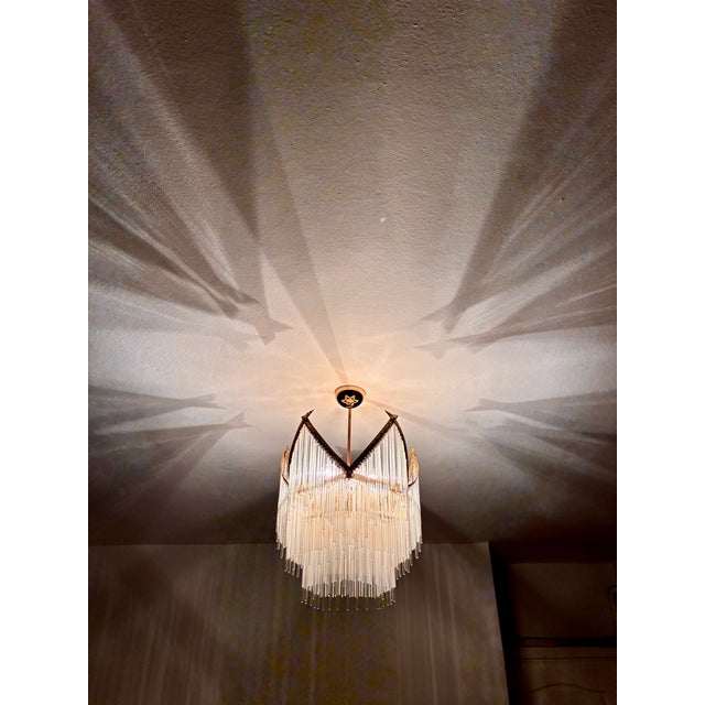 Vintage Tiered Glass Rod Chandelier – Dramatic Shadow Light For Sale - Image 6 of 17