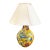 Mid Century Italian Yellow Glazed Ceramic Lamp With Birds and Flowers - Signed For Sale