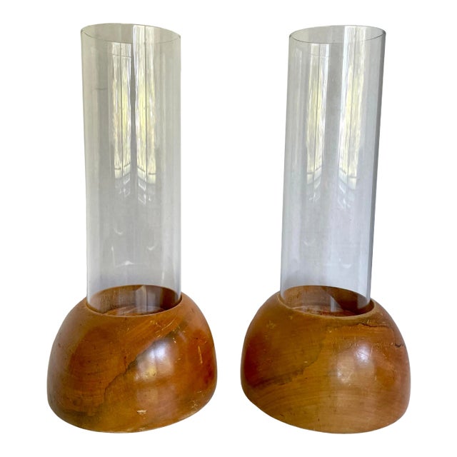 1960s Danish Modern Hurricane Candle Holder Pair For Sale